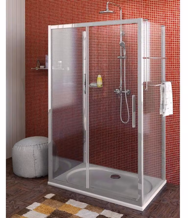 Polysan LUCIS LINE douchecabine met drie wanden, B: 100 cm, D: 80 cm, H: 80 cm, links- of rechtsvariant