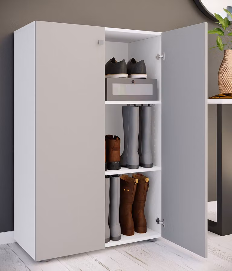 home24 Schoenenkast type B wit/grijs B: 110 cm, H: 70 cm, D: 39 cm