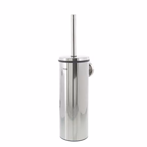 Tiger Boston Toiletborstel met houder, Rvs gepolijst, Zilver, B: 9,3 cm, D: 35,6 cm, H: 12,6 cm