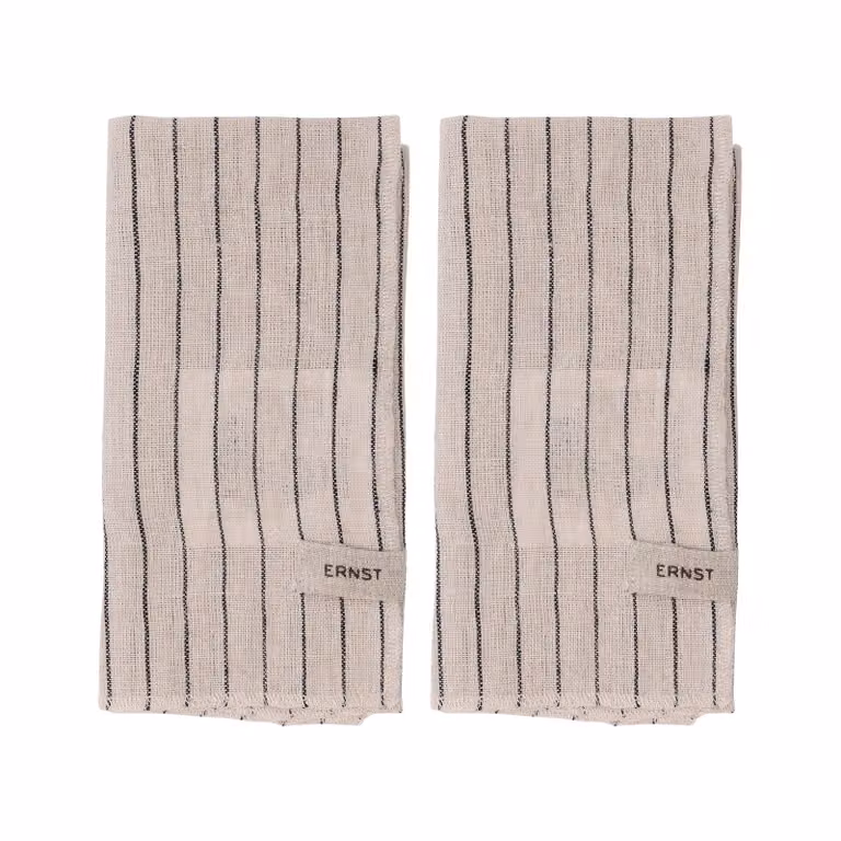 ERNST Servetten 2-pack gestreept Zwart-beige 40x40 cm
