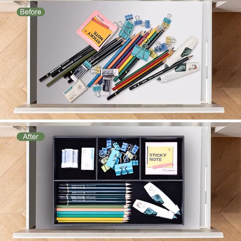 GORESE Valet Dienblad Leren Organizer voor Sleutels, Schrijfwaren en Sieraden - Zwart