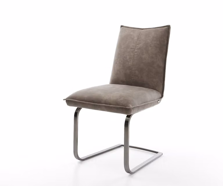 DELIFE Sledemodel Lelio-Flex Stoel in Microvelours Taupe met Pocketveer Kern en Cantilever Onderstel