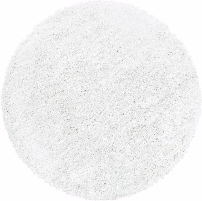 Wit Hoogpolig Vloerkleed Rond - Polyester - Diameter: 200 cm - Poolhoogte: 50 mm