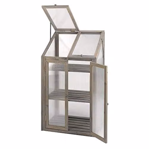 Max Growhouse Mini Kas - Grijze Houten Tuinkas