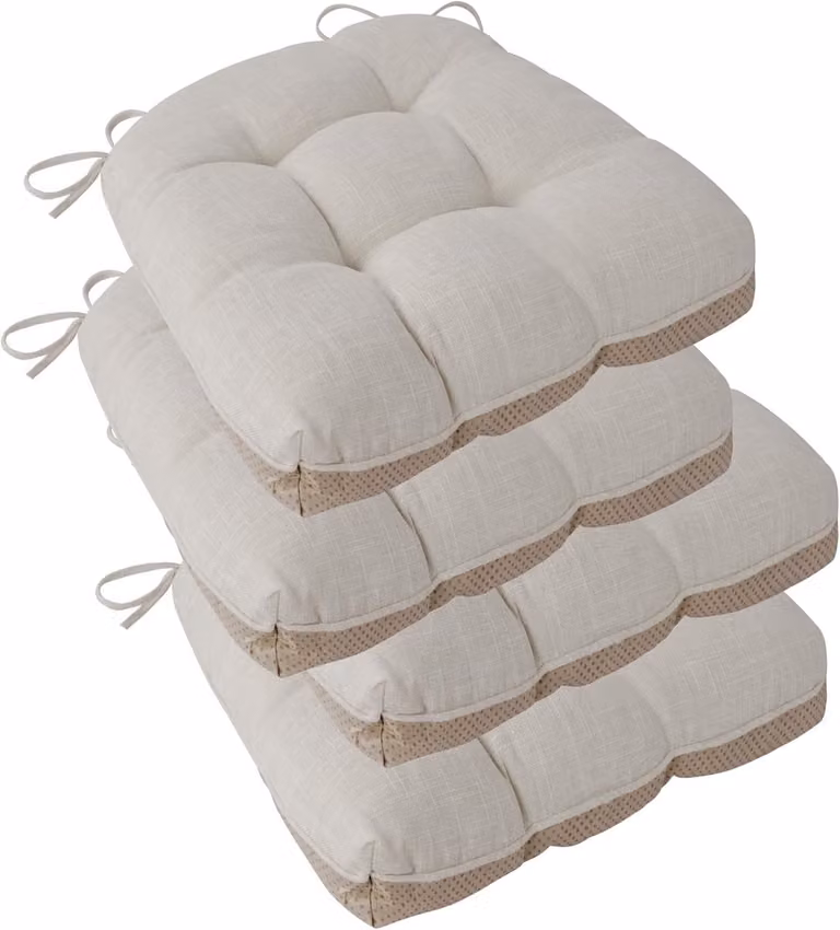 Set van 4 comfortabele stoelkussens met antislip voor eetkamerstoel of bureaustoele, 45 x 45 cm