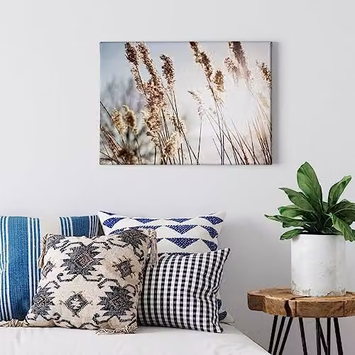 A.S. Création Canvas schilderij Herbe de la Pampa - Blauw-beige landschap - B: 70 cm, H: 50 cm