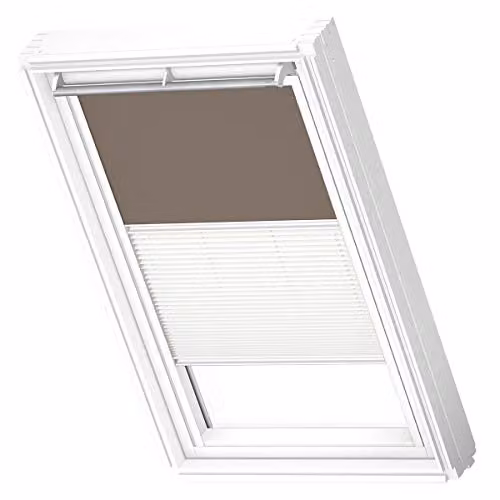 VELUX Verduisterend Rolgordijn Plissé, Warm grijs met witte geleiders, PK08