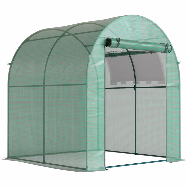 Outsunny Draagbaar Plantenhuis met Stalen Frame en Kunststof Bekleding, Groen