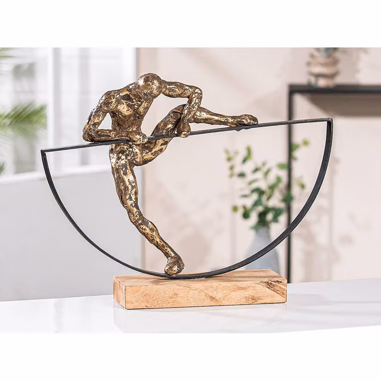 home24 Beeldje Lifting bruin en brons, B/D/H: 41 x 32 x 9 cm