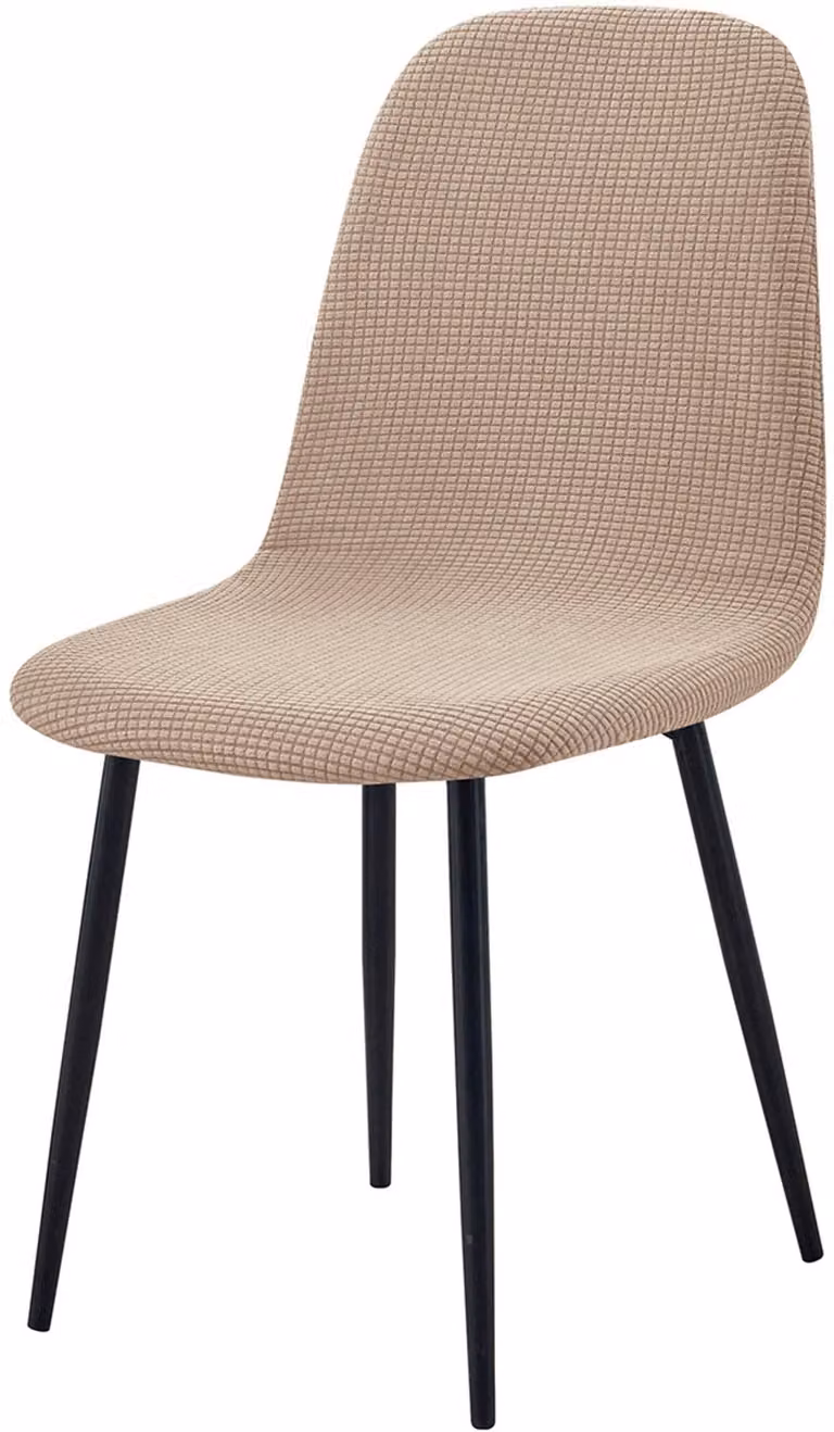 Set van 4 elastische stoelhoezen, afneembaar en wasbaar, Khaki, Breedte: 22 cm, Hoogte: 40 cm