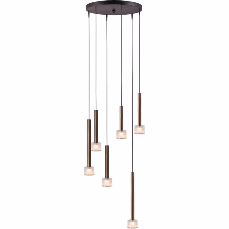 Masterlight Fabro Led hanglamp met 6 lichtpunten - Antiek koper