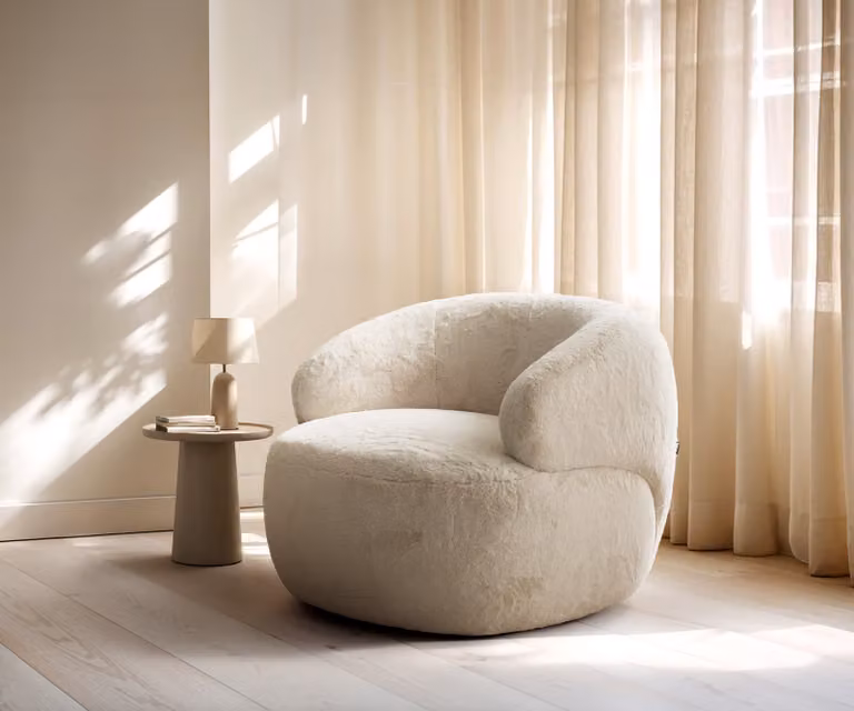 DELIFE Fauteuil Nova Lounge Stoel met Armleuningen Wit Velvet B/D/H: 88 x 88 x 88 cm