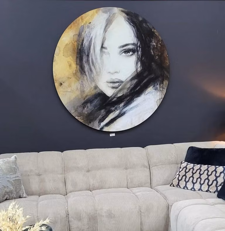 Hamellton Wandpaneel Mysterious Girl Velvet Multicolour Ø 130 cm