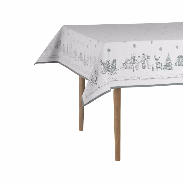 Wik & Walsøe Julemorgen tafellaken Wit-groen, B: 140 cm, L: 240 cm