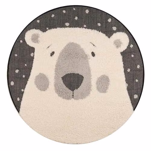 Zala Living Icebear Emmet kindertapijt rond, zwart/crème, ø 120 cm