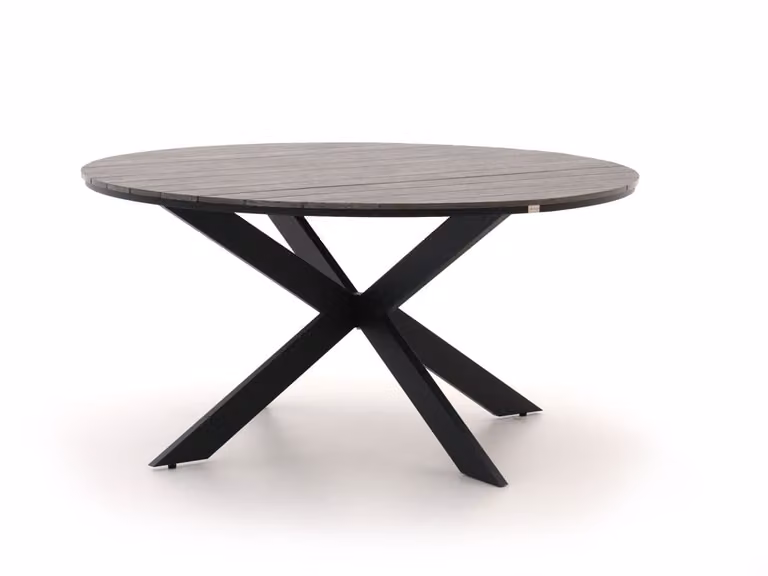 Bellagio Ronde Tuineettafel voor 6 personen in Grijs en Zwart met Polywood effect
