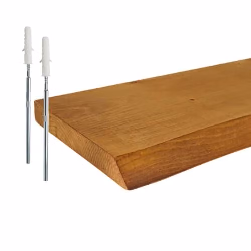 Relaxdays Wandrek van massief grenenhout met boomrand, Bruin, B/D/H: 100 x 22 x 3 cm (3 stuks)