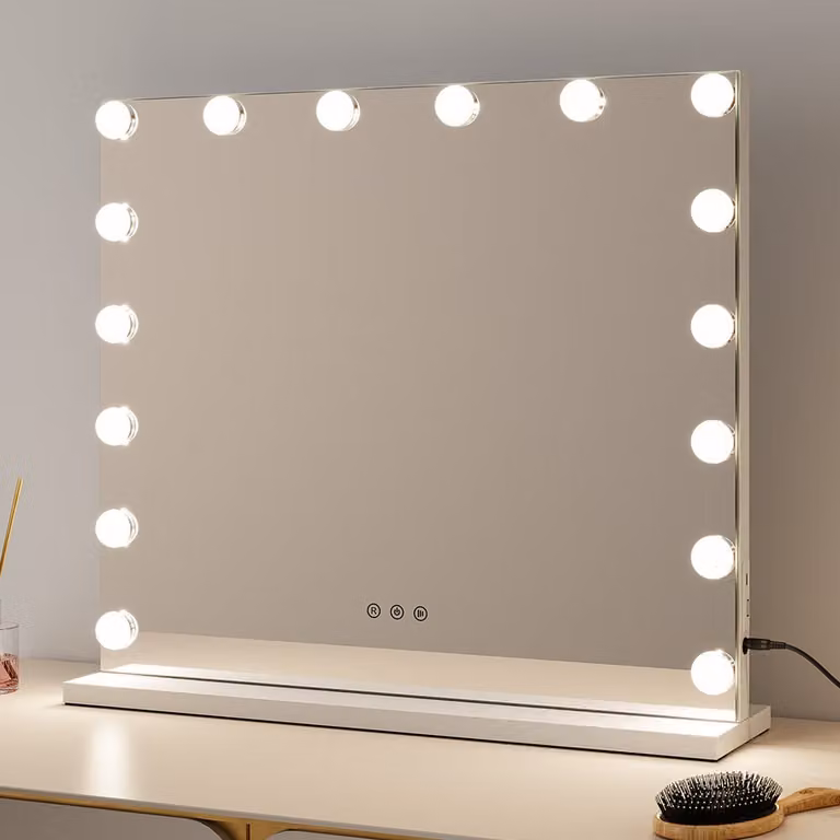 Milton & Oldbrook Hollywood spiegel met verlichting, wit (Amora), B/D/H: 60 x 52 cm