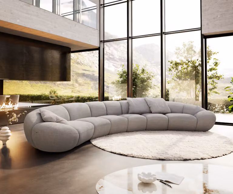 DELIFE Bigsofa Lunna met 3 kussens, grijs en zwart, B: 464 cm x D: 212 cm