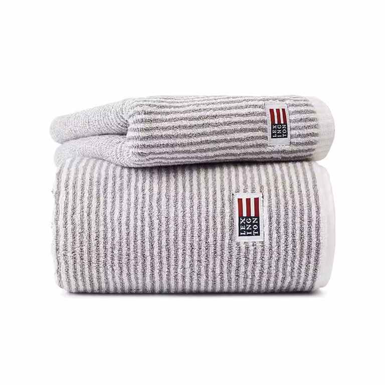 Lexington Icons Original Striped badhanddoek - Wit-grijs - B: 70 cm, L: 130 cm