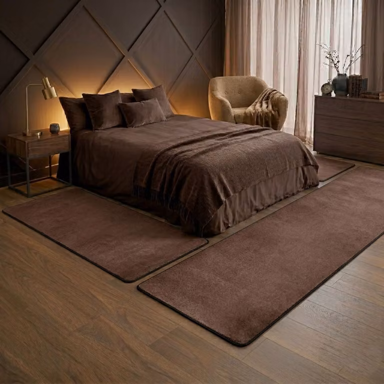 FLOORDIREKT Dynasty Slaapkamer Vloerkleed Set - Aarde - 1 Loper 67 x 330 cm en 2 Loper 67 x 130 cm