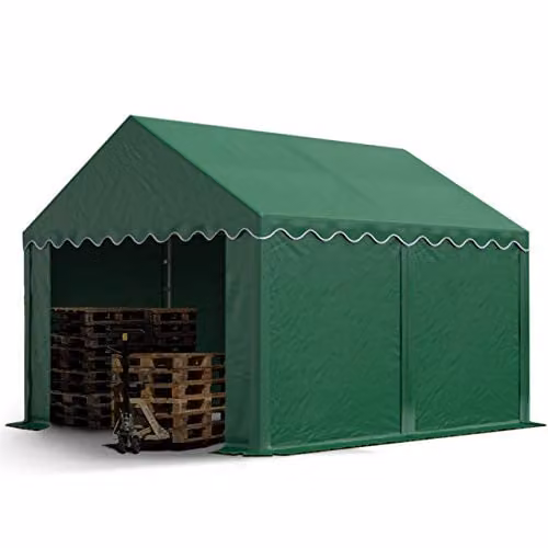 TOOLPORT Opslagtent met PVC-zeil en grondframe, 3x4 m, donkergroen, waterdicht