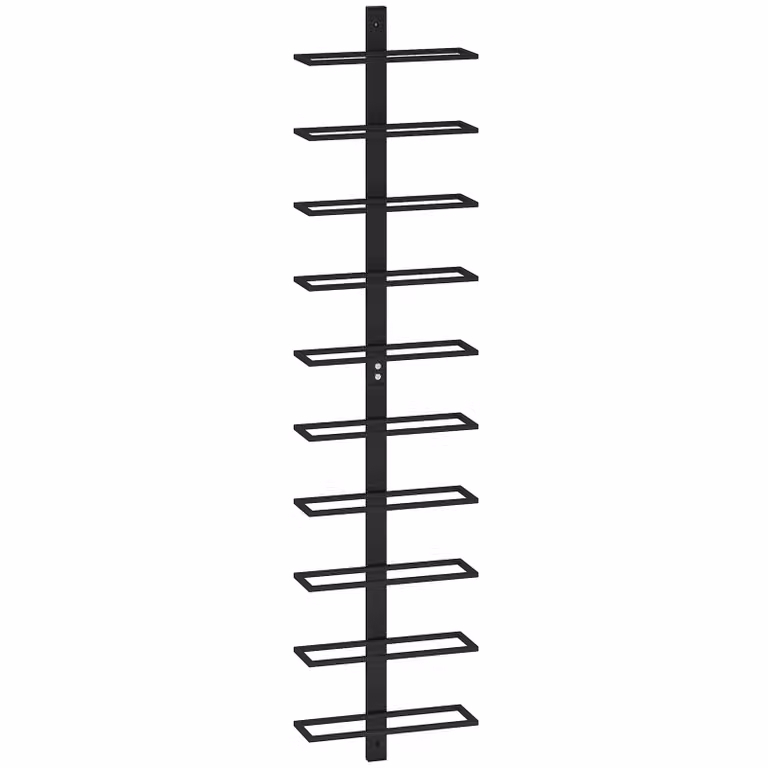 HOMCOM Wijnrek voor 10 flessen, Wandgemonteerd, Industrieel Design, Zwart, B: 27 cm, D: 10 cm, H: 116 cm