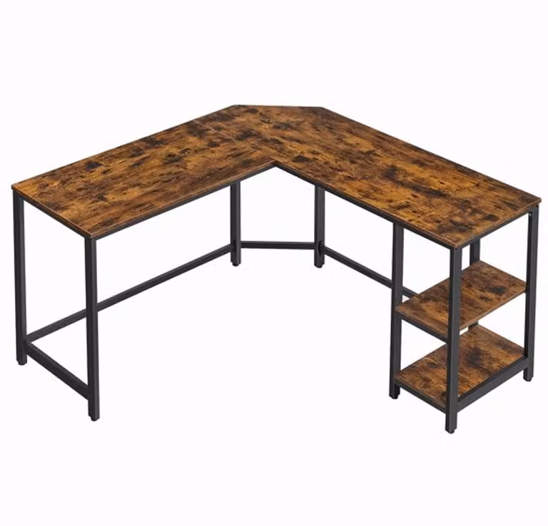 Jessi Store Industrieel Hoekbureau met 2 planken en kabeluitsparing B/D/H: 138 x 138 x 76 cm