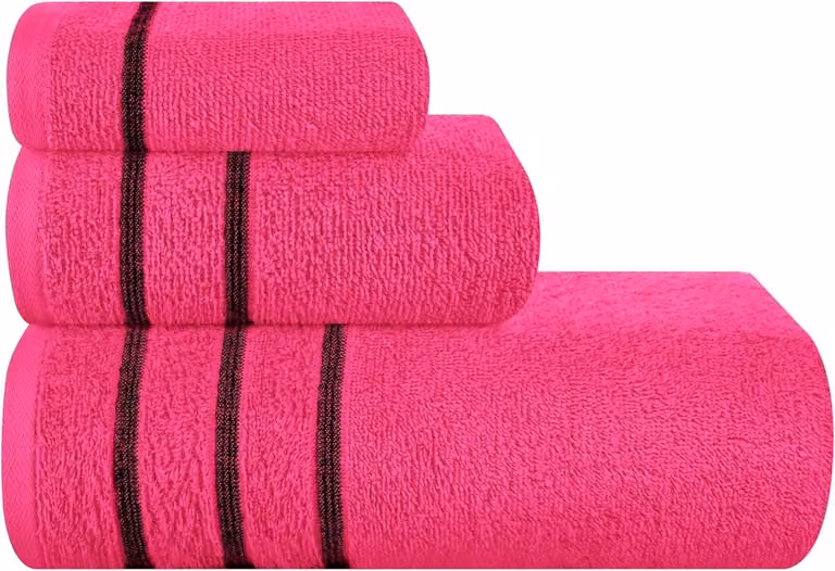 3-delige katoenen handdoekenset voor volwassenen in warm roze
