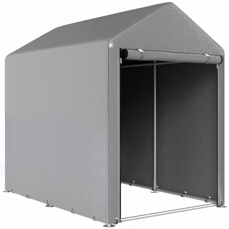 Outsunny Tuinschuur Opslagtent met Stalen Frame, Lichtgrijs, B/D/H: 1,8 x 1,2 x 1,6 m
