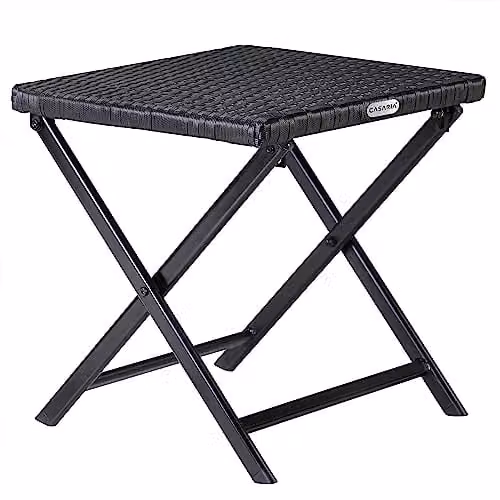Casaria Polyrattan Vouwkruk Zwart B/D/H: 40 x 40 x 40 cm