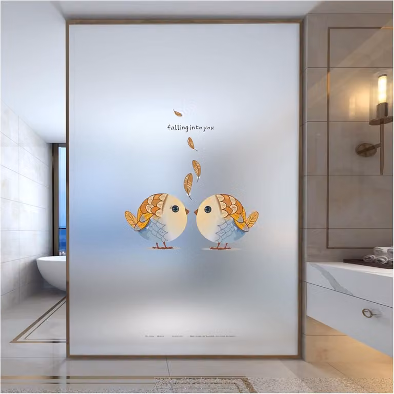 Decoratieve raamfolie met vogel design - Ondoorzichtige glasfolie voor extra privacy - Zonder lijm - 40 x 90 cm
