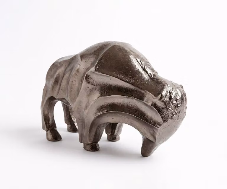 DELIFE Beeldje Taurus Gegoten Aluminium in Mokka Bronze, B: 12 cm, D: 28 cm, H: 18 cm
