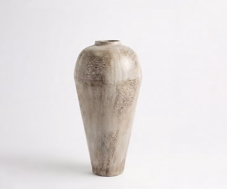 DELIFE Vaas Minoa Handgemaakt Metaal Ivory Terra B: 41 cm, D: 41 cm, H: 86 cm