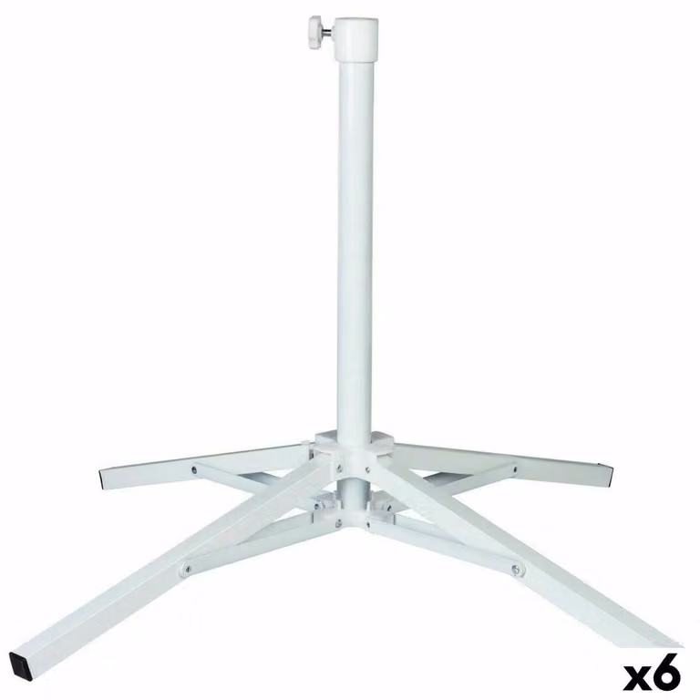 Set van 6 witte metalen parasolvoeten Aktive, B/D/H: 65 x 60,5 x 65 cm