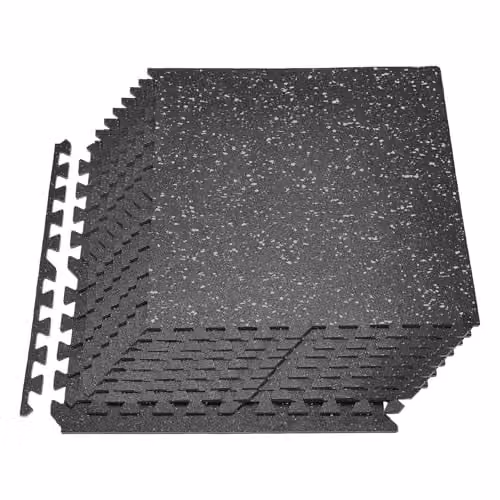 VEVOR Puzzelmat Vloerbeschermingsmat voor fitness en sport, 12 stuks, zwart met grijze stippen, B/D/H: 61 x 61 x 1 cm