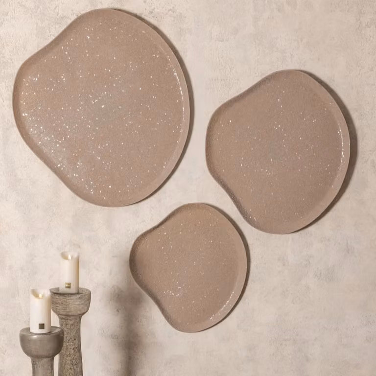 Wandpaneel Dezia Beige organisch mozaïek metaal abstract modern B: 75 cm, H: 70 cm, D: 1 cm