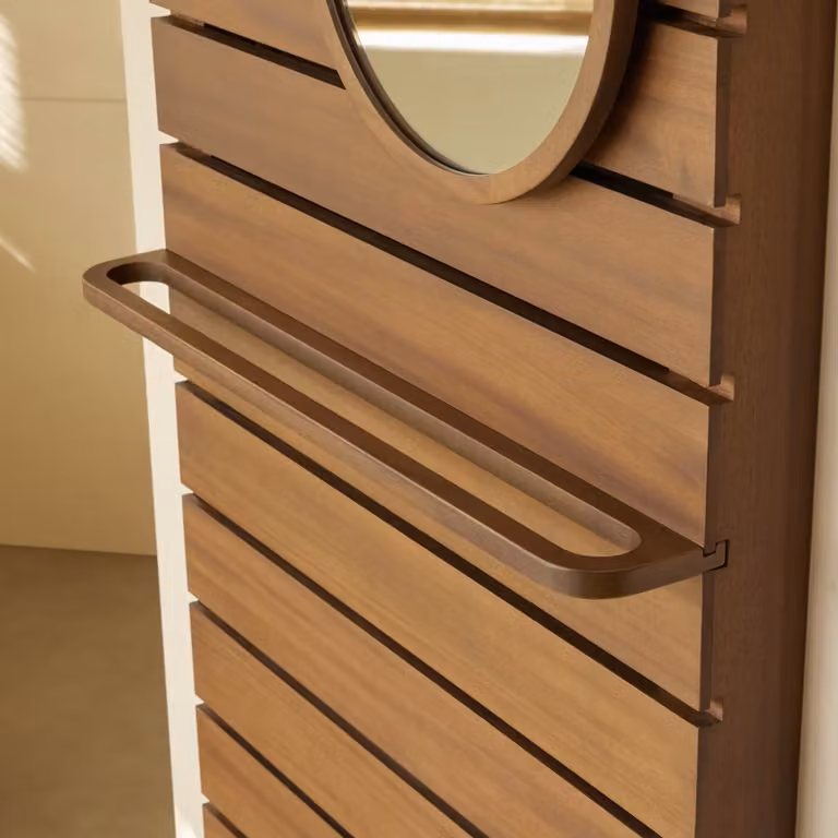 Tikamoon Handdoekrek Arthur modulair massief mahonie - Bruin - Breedte: 60 cm