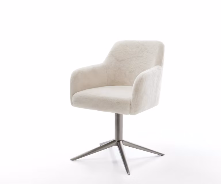 DELIFE Draaistoel Greg-Flex met fluwelen bekleding, wit en grijs, 360 graden draaibaar met armleuningen