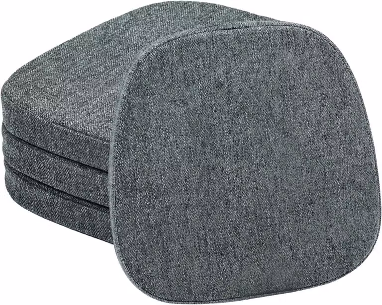 Set van 4 antislip stoelkussens voor volwassenen, donkergrijs, B/D/H: 35,6 x 35,6 x 3,8 cm