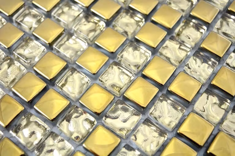Mozaïektegels Glas Kristal Goud Patroon voor Wand en Badkamer - 10 Matten - 30x30 cm - Goud