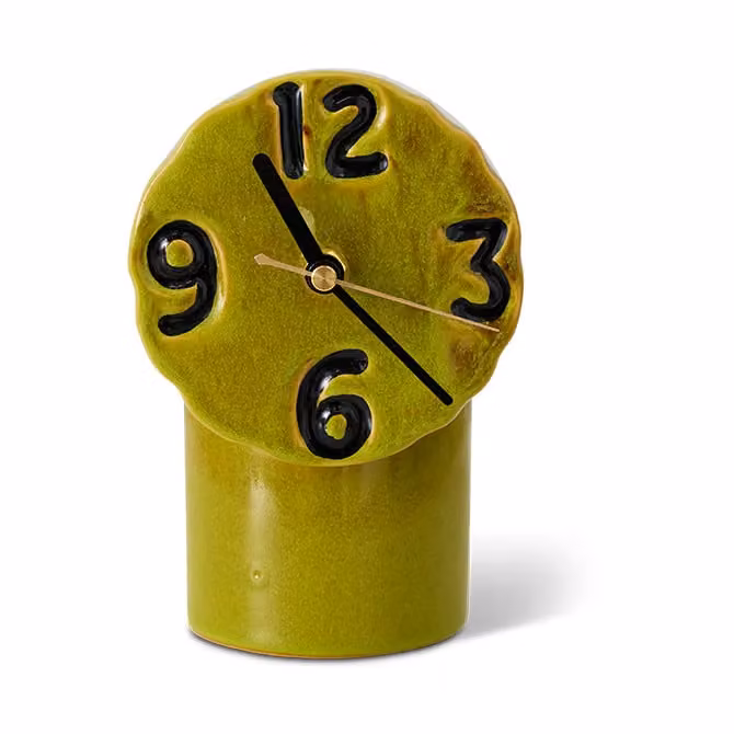 HKliving Retro keramische klok Olive 18 cm