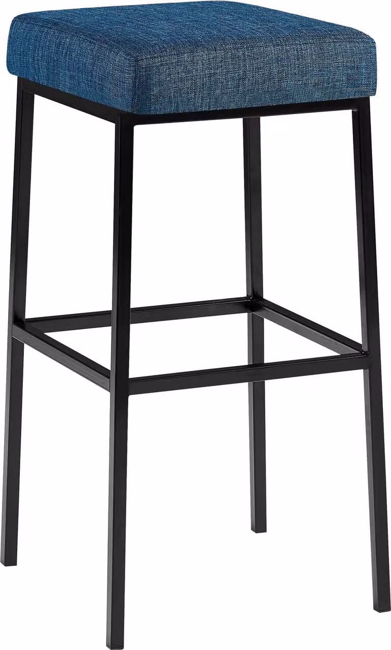 CLP Barkruk Montreal met beklede zitting en voetsteun, blauw met zwart frame