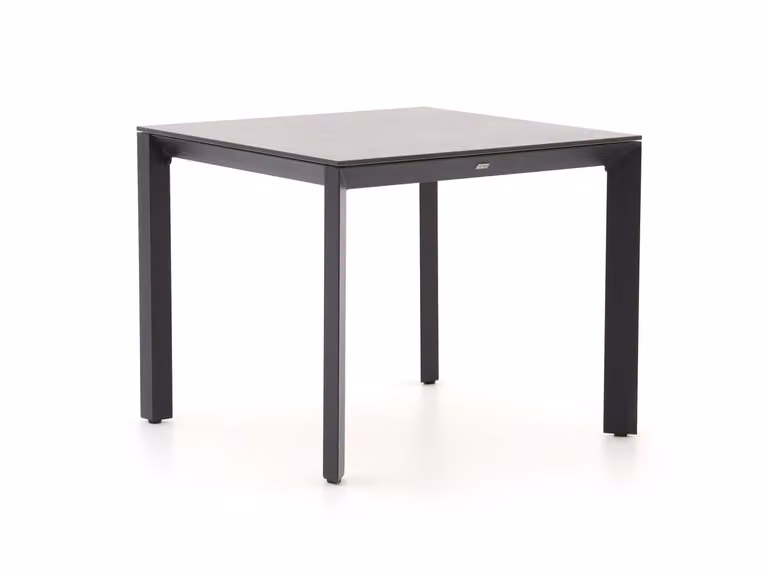 Bellagio vierkante tuin eettafel met zwart keramisch blad en aluminium onderstel