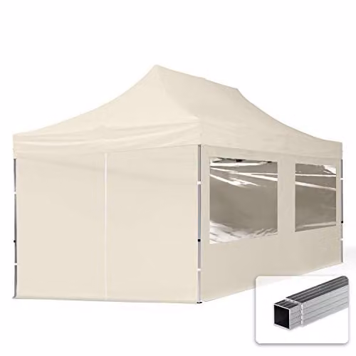TOOLPORT Vouwpaviljoen Partytent met 4 zijpanelen, 3x6m, Crème
