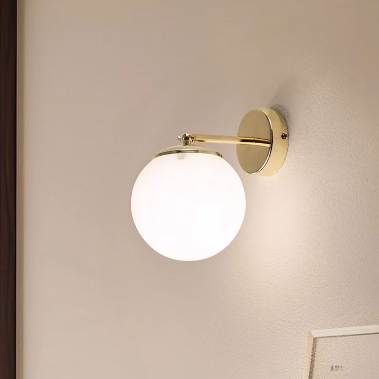 Argon Wandlamp Sala, Dimbaar, Wit / Opaal Glas, Sferisch Design voor Woonkamer of Slaapkamer