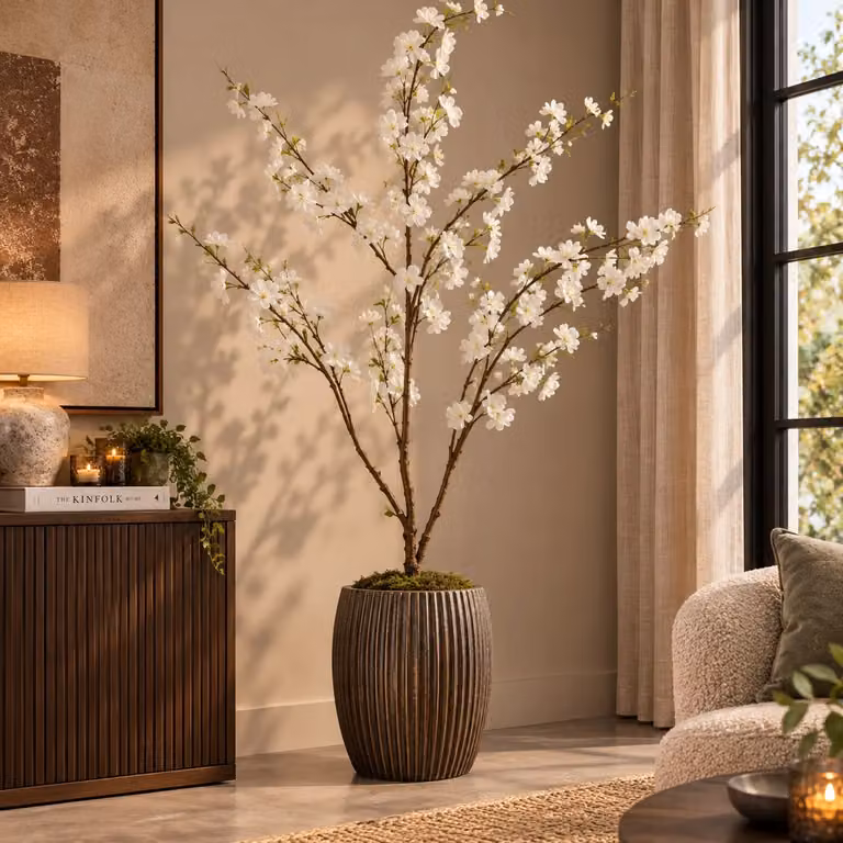 Countryfield Kunstplant Prunus M wit, Boom, B: 50 cm, D: 50 cm, H: 185 cm