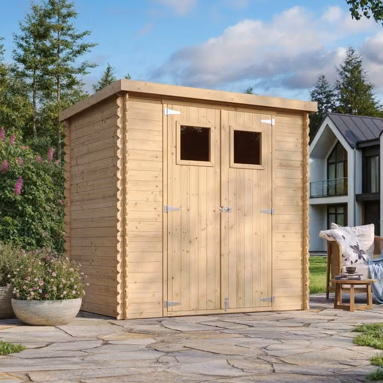 TIMBELA M311+M311G Houten tuinhuis met fundering en behandeld vloer, B: 204 cm, L: 142 cm, H: 200 cm
