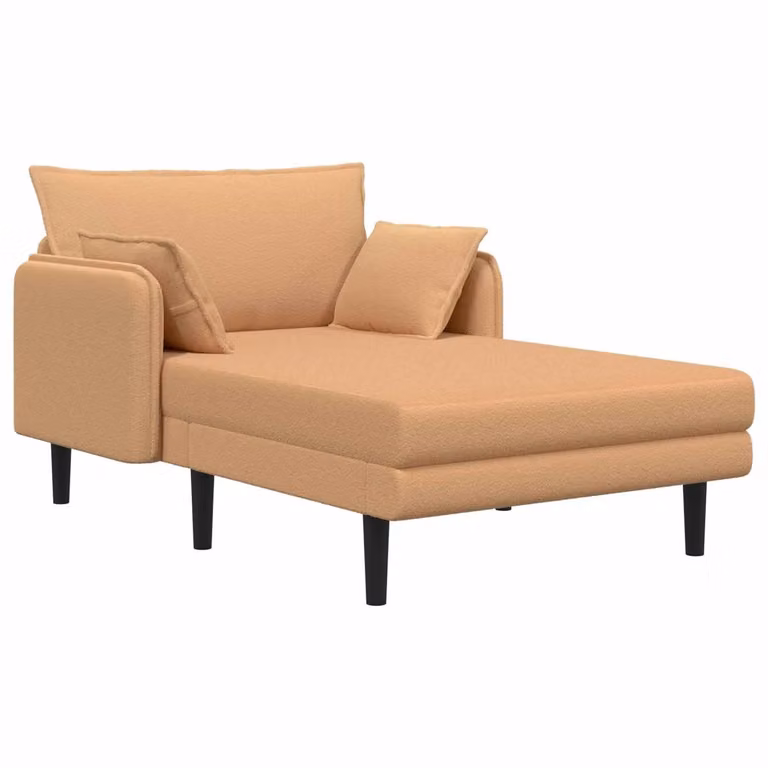 vidaXL Oversized Chaise Longue Beige Bouclé met afneembare hoezen en decoratieve kussens