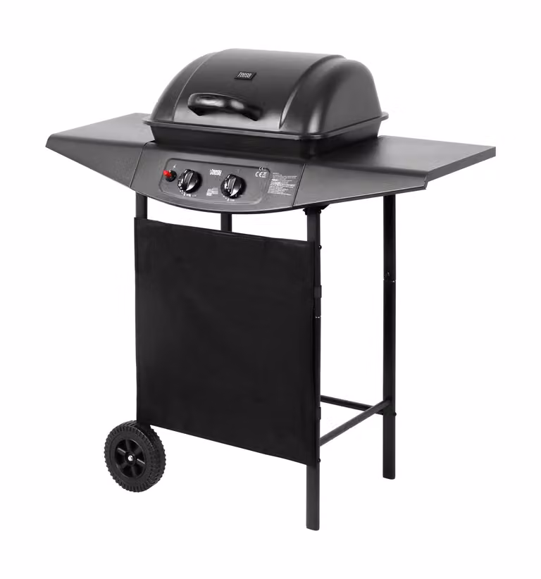 Teesa TSA0080 BBQ 2000 Gasbarbecue met 2 branders, 5 kW, zwart